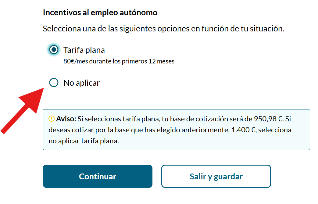 Tienes la opción de no aplicar la tarifa plana de autónomos.