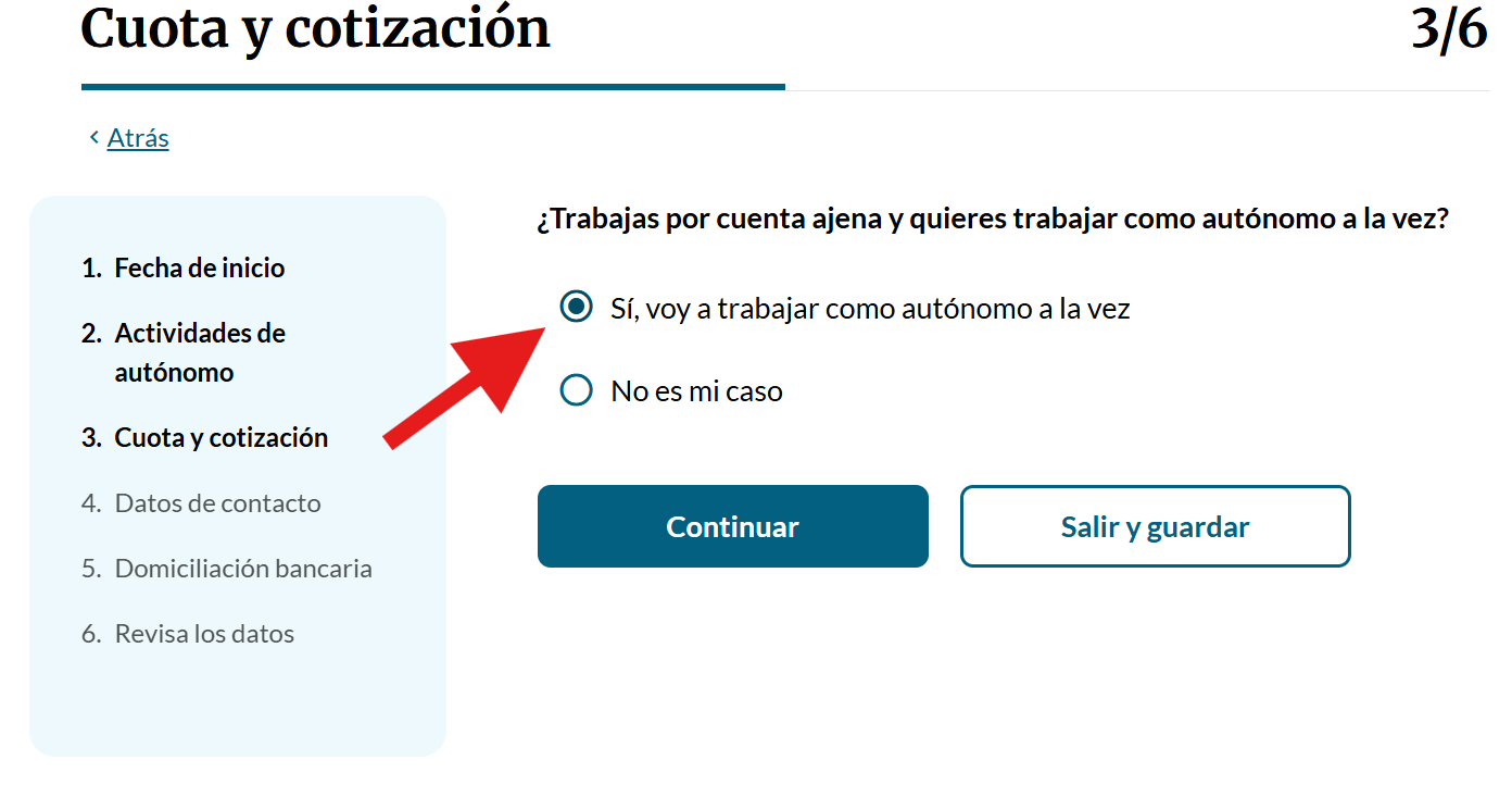 Indica si vas a trabajar por cuenta ajena y ser autónomo a la vez.
