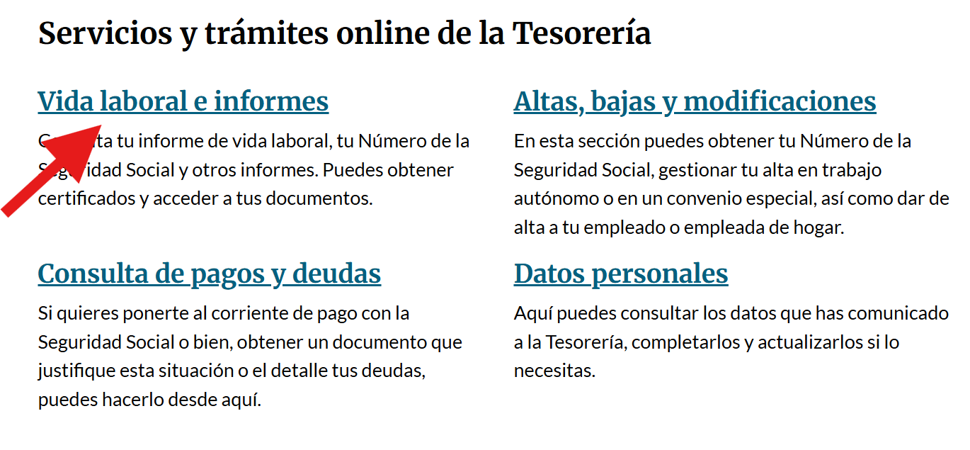 Vida laboral e informes.